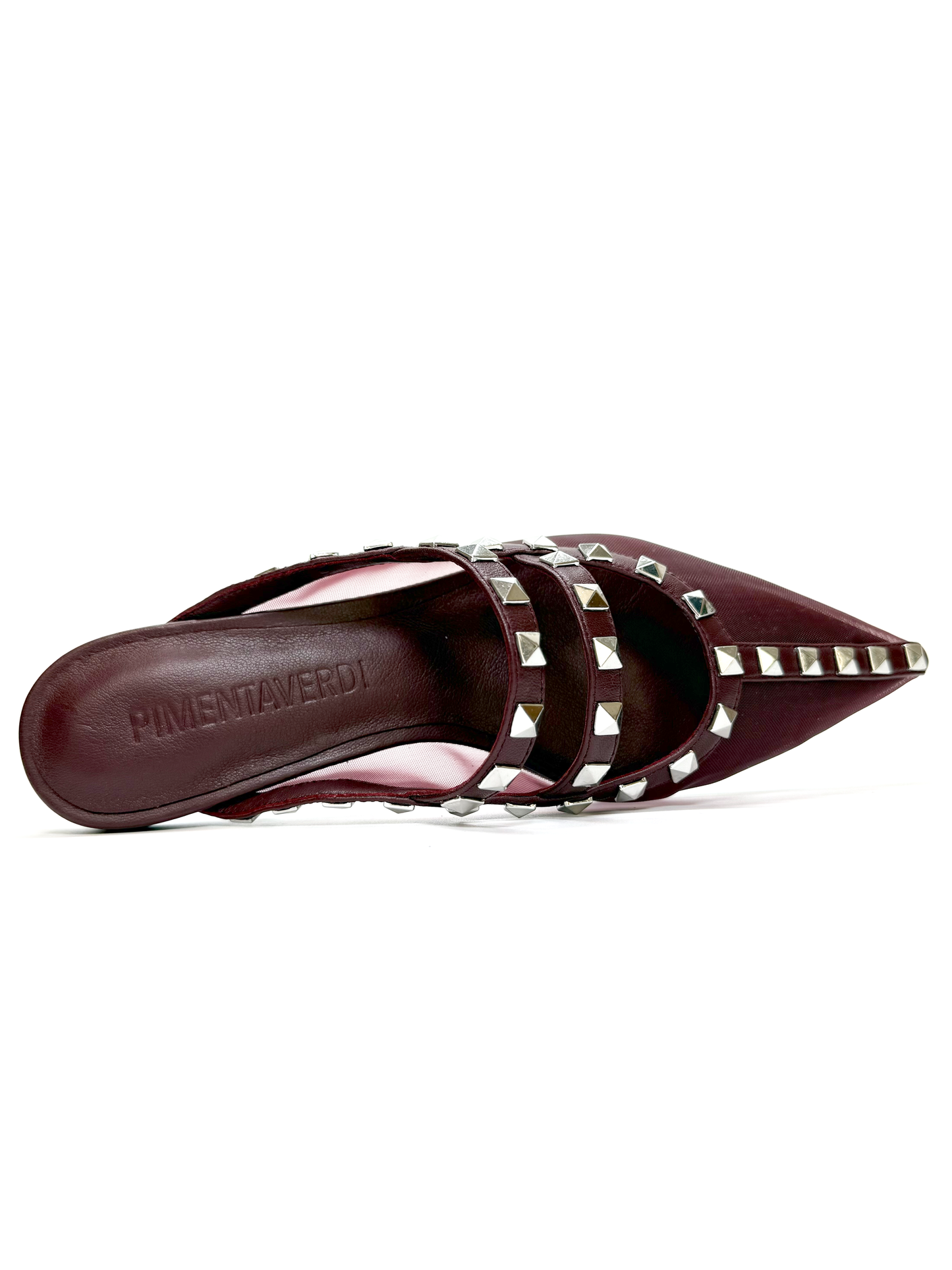 Burgundy Mule with Spikes