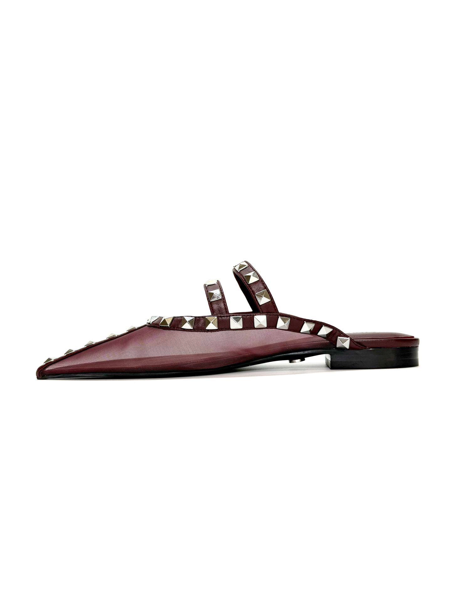 Burgundy Mule with Spikes