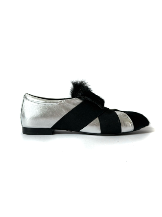 Metallic and Pony Hair Leather Tennis