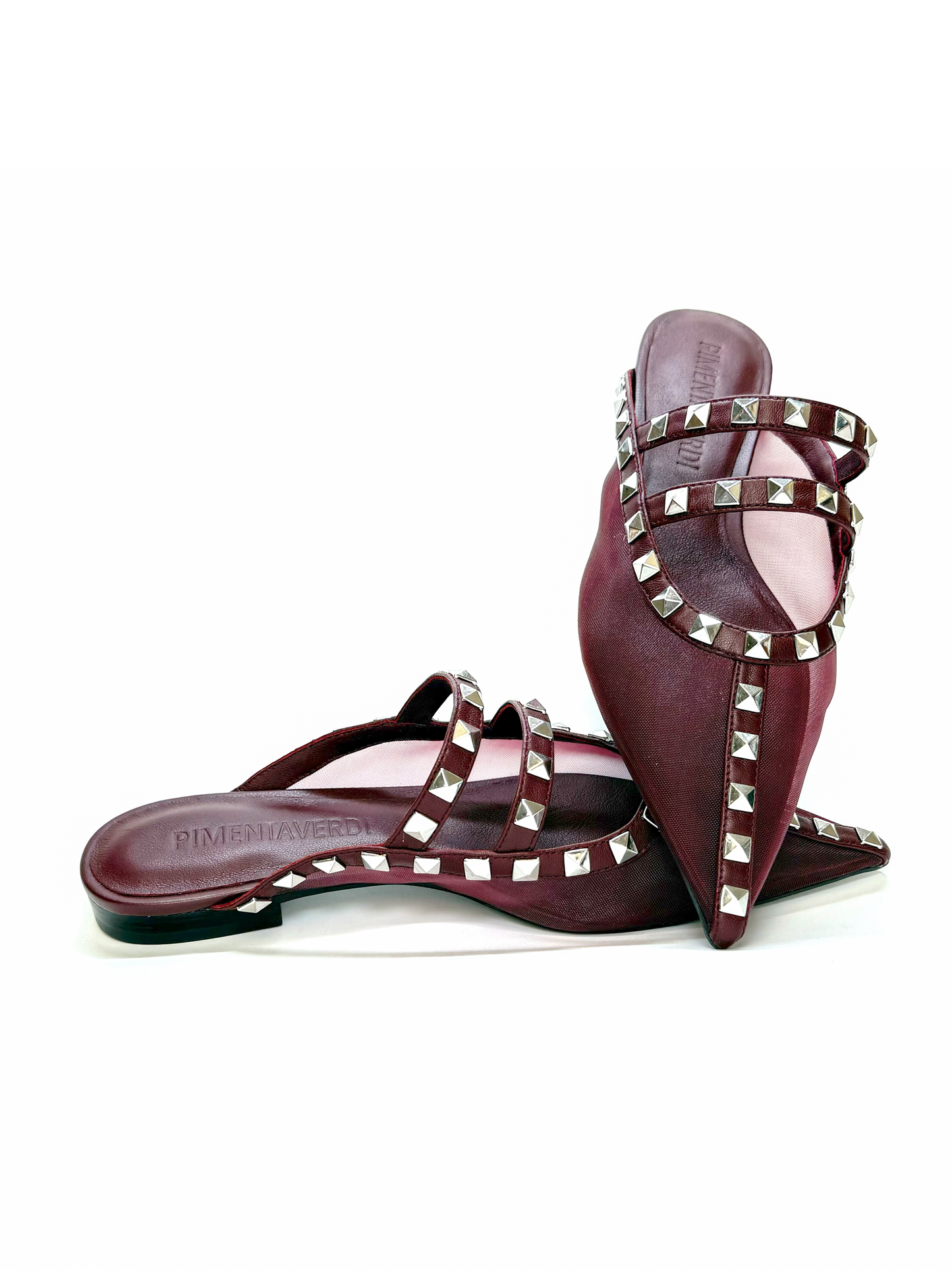 Burgundy Mule with Spikes