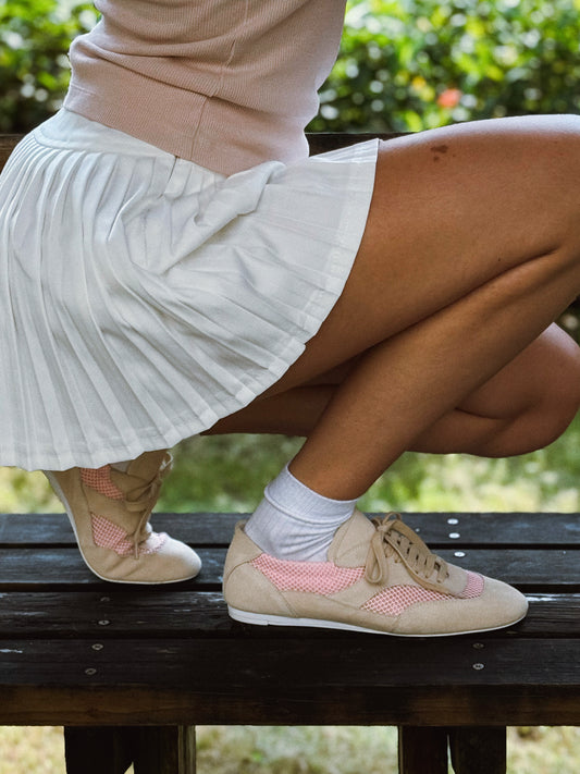 Leather Tennis with Pink Mesh