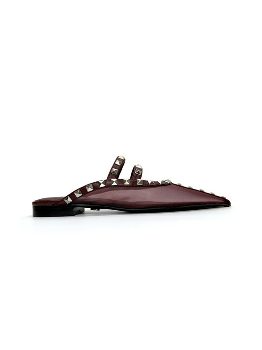 Burgundy Mule with Spikes