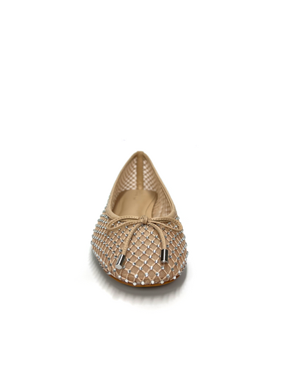 حذاء مسطح بلون العاري مع كريستال