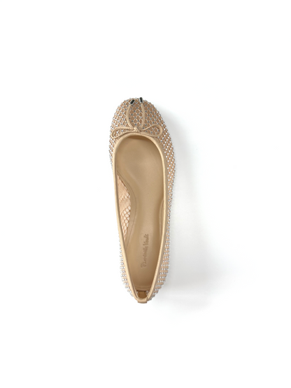 حذاء مسطح بلون العاري مع كريستال